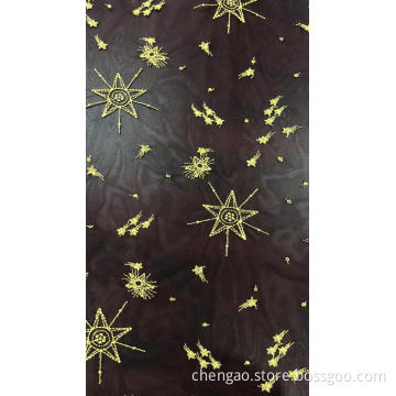 Pentagonal Starfish Mesh Embroider Fabric